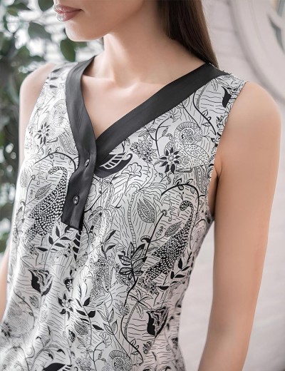 Шёлковая ночная сорочка Mia-Amore CHARLINE 4098, Цвет: черно-белый, Размеры: 3XL, изображение 4