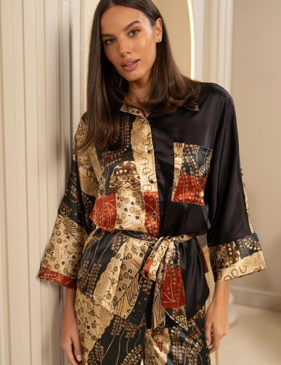 Шёлковая пижама со штанами Mia-Amore KLIMT 4426, Цвет: мультицвет, Размеры: XL, изображение 4