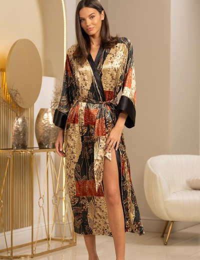 Длинный халат шёлковый Mia-Amore KLIMT 4429, Цвет: мультицвет, Размеры: 2XL/3XL, изображение 3