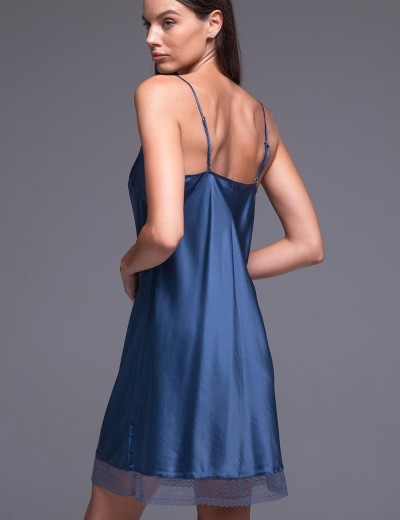 Короткая атласная сорочка Mia-Amore VIOLA 7500, Цвет: синий, Размеры: 2XL, изображение 2