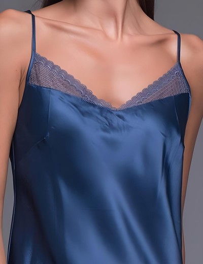 Короткая атласная сорочка Mia-Amore VIOLA 7500, Цвет: синий, Размеры: 2XL, изображение 4