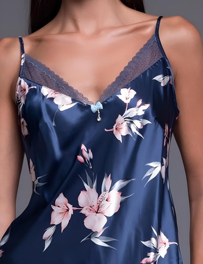 Атласная пижама топ и шорты Mia-Amore VIOLA 7502, Цвет: синий, Размеры: 3XL, изображение 4