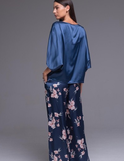 Атласная пижама блуза и брюки Mia-Amore VIOLA 7504, Цвет: синий, Размеры: M, изображение 2