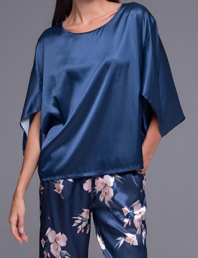 Атласная пижама блуза и брюки Mia-Amore VIOLA 7504, Цвет: синий, Размеры: M, изображение 4