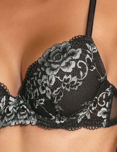 Комплект Sielei FLOWER LACE 76327 балконет + бразилиана antracite, Цвет: antracite (темно-сер, Размеры: 75B, изображение 4