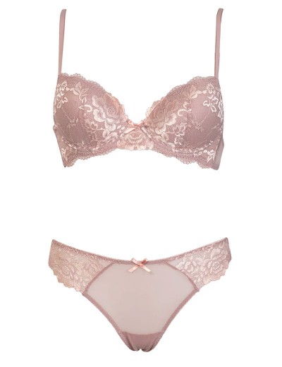 Комплект Sielei FLOWER LACE 76327 балконет + бразилиана tortora, Цвет: tortora (кофе), Размеры: 85B, изображение 2