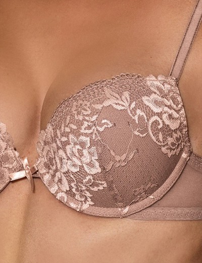 Комплект Sielei FLOWER LACE 76347 пуш-ап + бразилиана tortora, Цвет: tortora (кофе), Размеры: 85B, изображение 3