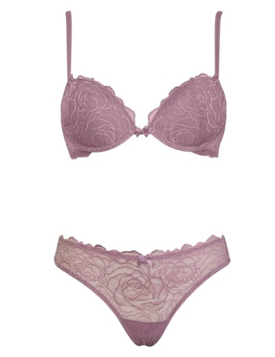 Комплект Sielei ROSES LACE 76243 пуш-ап + стринги malva, Цвет: malva (лиловый), Размеры: 70B, изображение 2