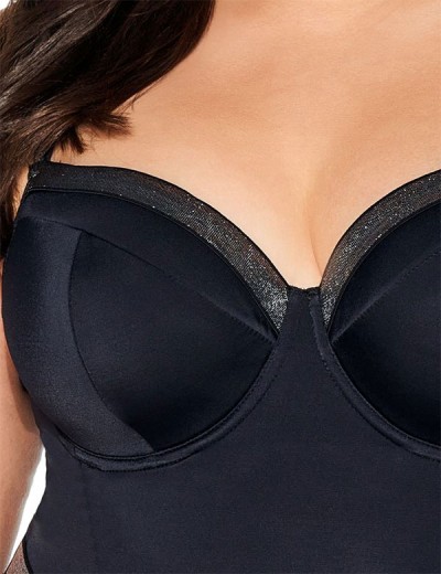 Черный купальник с серебристым декором Ava SKJ63 black, Цвет: черный, Размеры: 75F, изображение 3