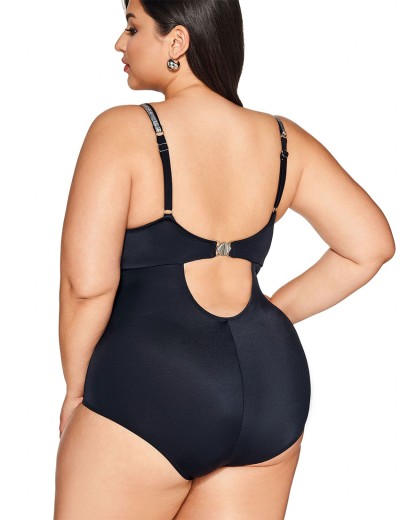 Черный купальник с серебристым декором Ava SKJ63 black, Цвет: черный, Размеры: 75F, изображение 2