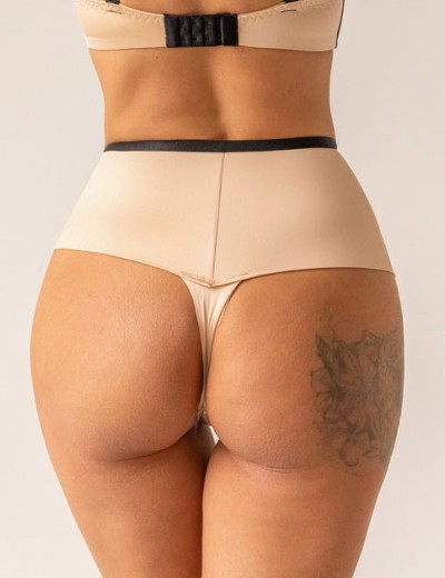 Трусы высокие стринги Kris Line ORIENTAL stringi high waist, Цвет: бежевый+черный, Размеры: M, изображение 2 Трусы высокие стринги Kris Line ORIENTAL stringi high waist, Цвет: бежевый+черный, Размеры: M, изображение 2