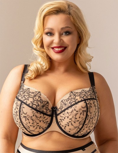 Бюстгальтер мягкий с подкроем Kris Line ORIENTAL soft full cup, Цвет: бежевый+черный, Размеры: 100D, изображение 3 Бюстгальтер мягкий с подкроем Kris Line ORIENTAL soft full cup, Цвет: бежевый+черный, Размеры: 100D, изображение 3