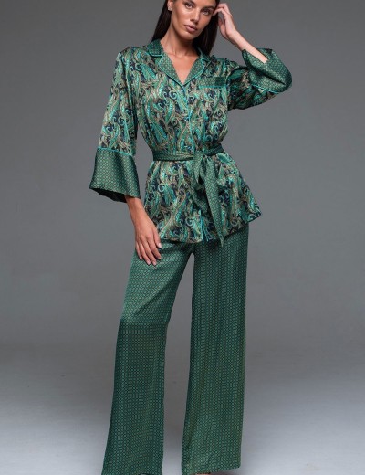 Шёлковая пижама с брюками Mia-Amore AMINA 4106, Цвет: изумрудный, Размеры: S, изображение 2