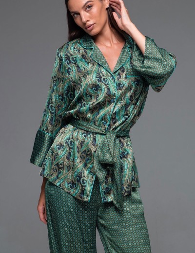 Шёлковая пижама с брюками Mia-Amore AMINA 4106, Цвет: изумрудный, Размеры: S, изображение 4