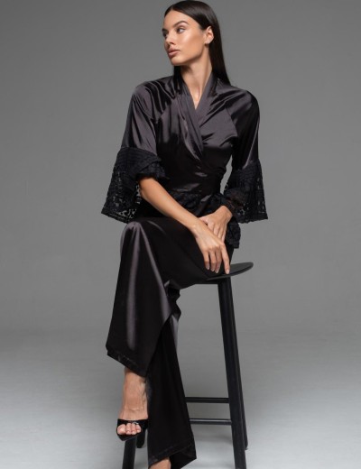 Элегантная атласная пижама Mia-Amore EMMA 7478, Цвет: черный, Размеры: M, изображение 4