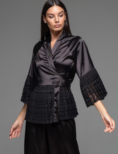 Элегантная атласная пижама Mia-Amore EMMA 7478, Цвет: черный, Размеры: M, изображение 2