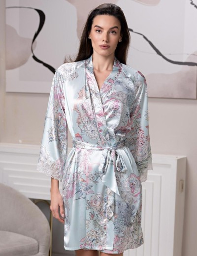 Короткий шёлковый халат Mia-Amore GABRIEL 4523, Цвет: мультицвет, Размеры: S/M, изображение 4