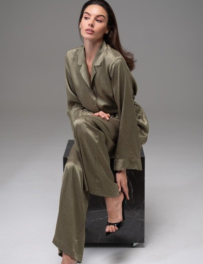 Пижама из жаккардового атласа Mia-Amore GENEVIEVA 7566 оливковый, Цвет: оливковый, Размеры: 3XL, изображение 4