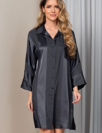 Рубашка халат из атласа Mia-Amore ILONA 7547 графит, Цвет: графит, Размеры: L/XL, изображение 3