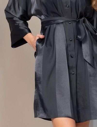 Рубашка халат из атласа Mia-Amore ILONA 7547 графит, Цвет: графит, Размеры: L/XL, изображение 5