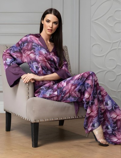 Комплект рубашка с брюками Mia-Amore KAMEYA 4418, Цвет: сливовый, Размеры: 4XL, изображение 3