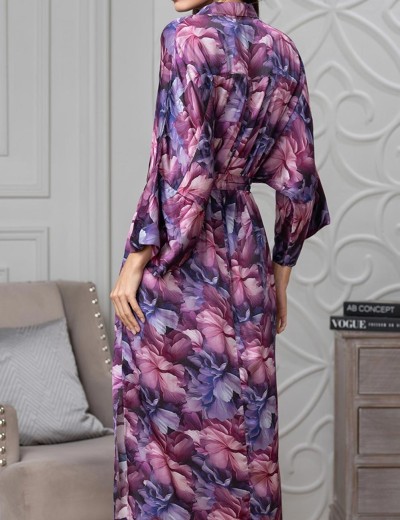 Длинная рубашка с цветами Mia-Amore KAMEYA 4458, Цвет: сливовый, Размеры: 2XL/3XL, изображение 2