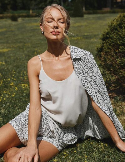 Пижама топ + шорты Aruelle BELLA, Цвет: белый/серый, Размеры: S, изображение 4