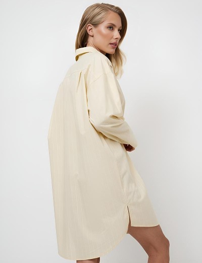 Рубашка-халат из хлопка Aruelle LIMONELLA, Цвет: светло-жёлтый, Размеры: S, изображение 2