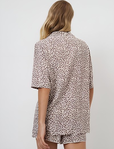 Пижама с шортами с леопардовым принтом Aruelle LUMIELLE, Цвет: леопард, Размеры: 2XL, изображение 2