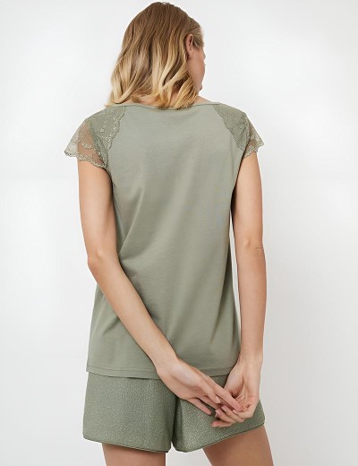 Пижама женская с шортами Aruelle ODELIA, Цвет: оливковый, Размеры: M, изображение 2