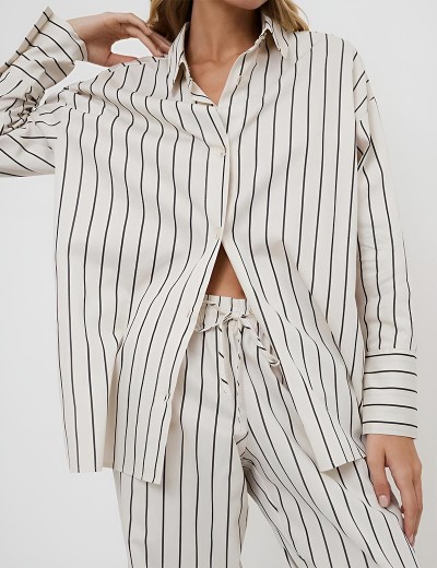 Хлопковая пижама с брюками Aruelle SERAPHINE, Цвет: кремовый, Размеры: 2XL, изображение 4