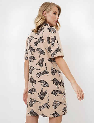 Рубашка-халат Aruelle SORAYA, Цвет: капучино/черный, Размеры: XS, изображение 2