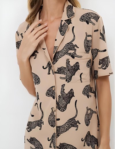 Рубашка-халат Aruelle SORAYA, Цвет: капучино/черный, Размеры: XS, изображение 4