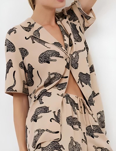 Пижама женская со штанами Aruelle SORAYA, Цвет: капучино/черный, Размеры: M, изображение 4