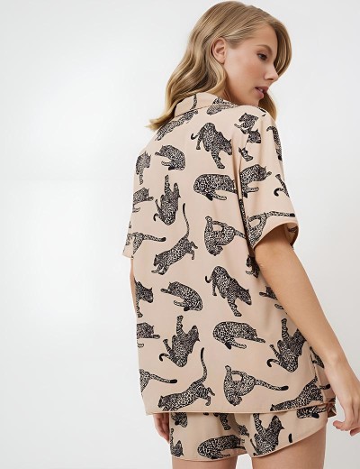 Пижама женская с шортами Aruelle SORAYA, Цвет: капучино/черный, Размеры: XS, изображение 2