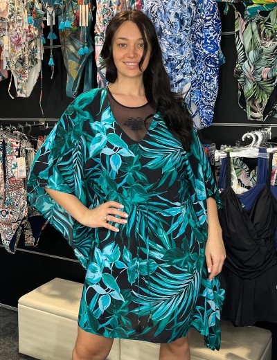 Свободная пляжная туника Jantzen JZ25090C, Цвет: черный/морская волна, Размеры: L, изображение 5