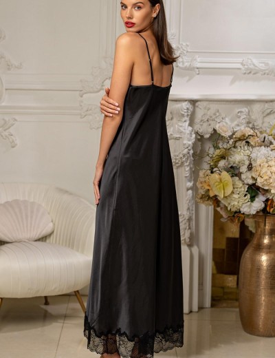 Длинная атласная сорочка Mia-Amore ADALIN 7551, Цвет: черный, Размеры: M, изображение 2