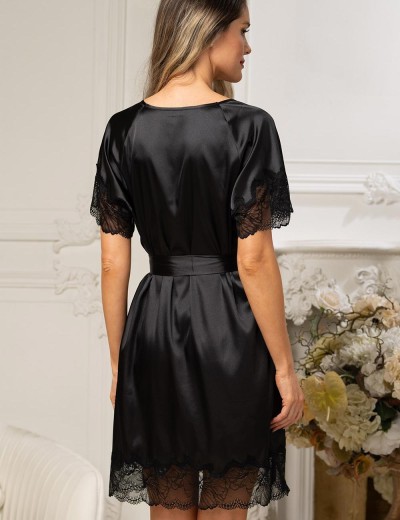 Туника из чёрного атласа Mia-Amore ADALIN 7554, Цвет: черный, Размеры: 2XL/3XL, изображение 2