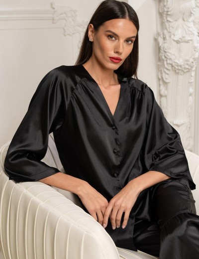 Комплект из черного атласа Mia-Amore ADALIN 7556, Цвет: черный, Размеры: S, изображение 4