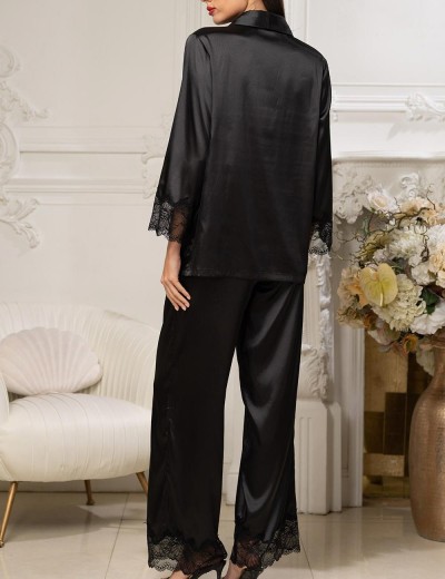 Пижама из черного атласа Mia-Amore ADALIN 7557, Цвет: черный, Размеры: 4XL, изображение 2