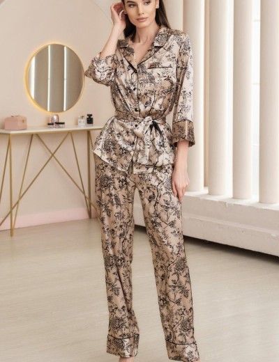 Брючный комплект из шёлка Mia-Amore ARTEMIDA 4136, Цвет: песочный, Размеры: 4XL, изображение 3