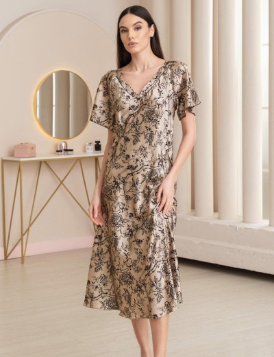 Длинная сорочка с рельефами Mia-Amore ARTEMIDA 4138, Цвет: песочный, Размеры: 2XL, изображение 3