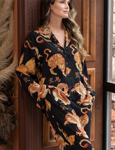 Пижама из тканой вискозы Mia-Amore DRAGON 5086, Цвет: черный, Размеры: XL, изображение 2