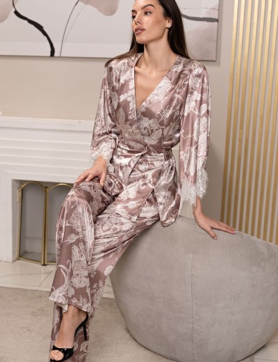 Шёлковый комплект с брюками Mia-Amore NINELLE 4256 латте, Цвет: латте, Размеры: XL, изображение 4