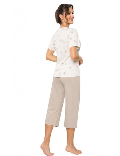 Хлопковая пижама с бриджами Donna SANDI 3/4, Цвет: молочный/светло-беже, Размеры: L, изображение 2