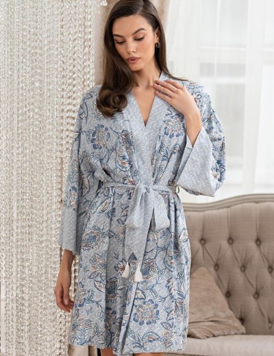 Халат из тканой вискозы Mia-Amore CAITLYN 5093, Цвет: ментол, Размеры: 4XL/5XL, изображение 3