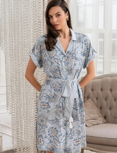 Короткий халат на пуговицах Mia-Amore CAITLYN 5097, Цвет: ментол, Размеры: L, изображение 4