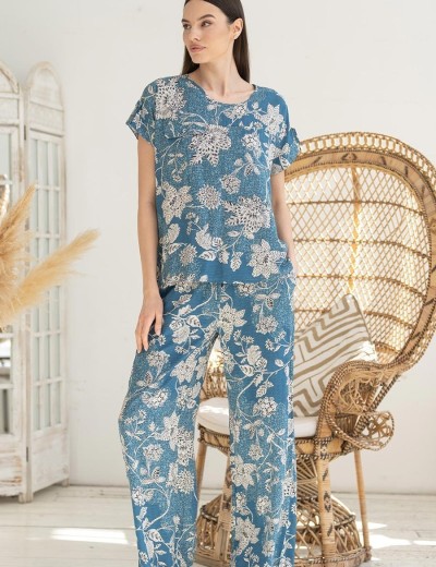 Брючный комплект из вискозы Mia-Amore CASSIA 5256, Цвет: светло-синий, Размеры: S, изображение 3