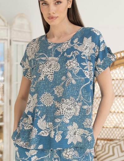 Брючный комплект из вискозы Mia-Amore CASSIA 5256, Цвет: светло-синий, Размеры: S, изображение 4