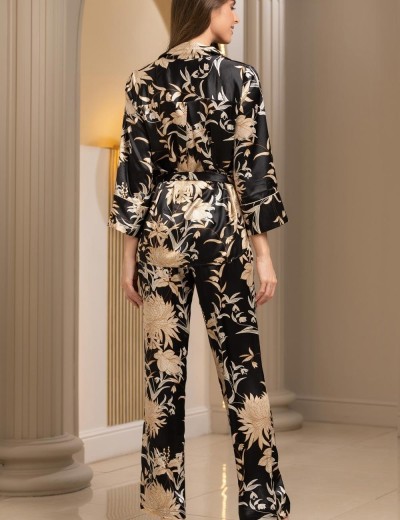 Шёлковая пижама с принтом Mia-Amore ELMIRA 4266, Цвет: черный, Размеры: L, изображение 2